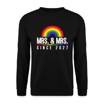 Gay Pride Hochzeit Lesbisch 2027 Homo-Ehe - Unisex Pullover - Schwarz - Vorne - Alina (178cm) & Michal (187cm)