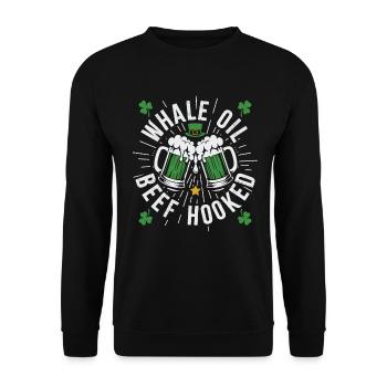 Walöl Rindfleisch Hooked - Unisex Pullover - Schwarz - Vorne - Alina (178cm) & Michal (187cm)