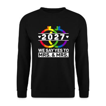 Gay Pride 2027 Mariage Mariage gay - Sweat-shirt Unisexe - noir - Devant - Alina (178cm) & Michal (187cm)