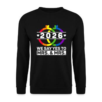 Gay Pride 2026 Mariage Mariage gay - Sweat-shirt Unisexe - noir - Devant - Alina (178cm) & Michal (187cm)