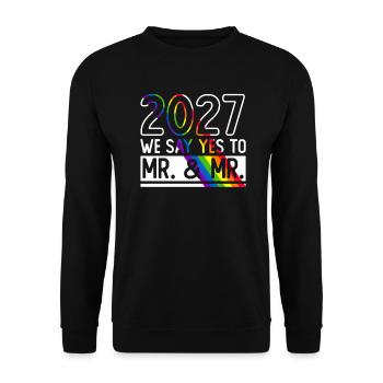 Gay Pride 2027 Mariage Mariage gay - Sweat-shirt Unisexe - noir - Devant - Alina (178cm) & Michal (187cm)