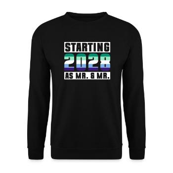 Gay Pride 2028 Hochzeit Homo-Ehe - Unisex Pullover - Schwarz - Vorne - Alina (178cm) & Michal (187cm)