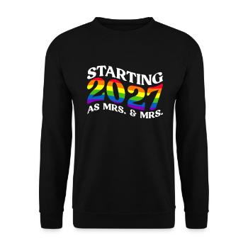 Gay Pride 2027 Hochzeit Homo-Ehe - Unisex Pullover - Schwarz - Vorne - Alina (178cm) & Michal (187cm)