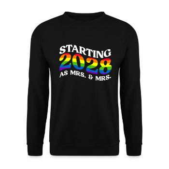 Gay Pride 2028 Hochzeit Homo-Ehe - Unisex Pullover - Schwarz - Vorne - Alina (178cm) & Michal (187cm)