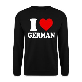 I Love German Heart Funny Witty - Unisex Sweatshirt - black - Front - Alina (178cm) & Michal (187cm)