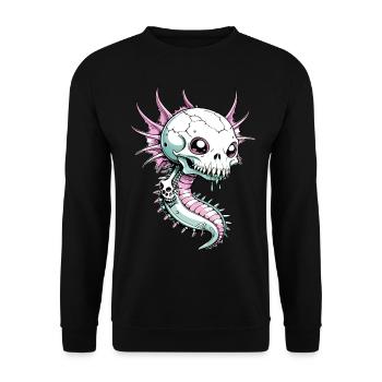 Axolotl Skull // Skull Amphibian FS0026 - Unisex Sweatshirt - black - Front - Alina (178cm) & Michal (187cm)