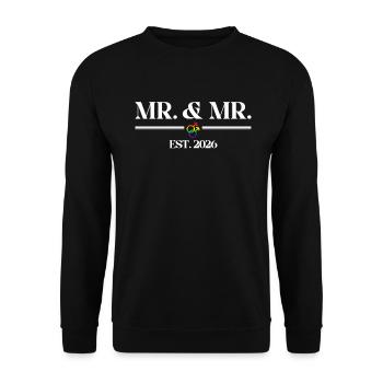 M. et M. Est. 2026 Mariage Mariage Gay - Sweat-shirt Unisexe - noir - Devant - Alina (178cm) & Michal (187cm)
