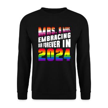 Mrs. & Mrs. 2024 Gay Pride Wedding Gay Marriage - Unisex Sweatshirt - black - Front - Alina (178cm) & Michal (187cm)