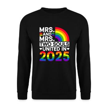 Frau und Frau 2025 Gay Pride Hochzeit Homo-Ehe - Unisex Pullover - Schwarz - Vorne - Alina (178cm) & Michal (187cm)
