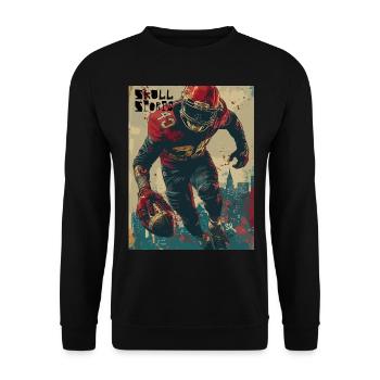 The American Football Skull - Skull, Totenkopf - Unisex Pullover - Schwarz - Vorne - Alina (178cm) & Michal (187cm)