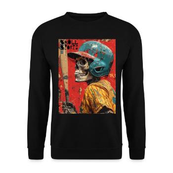 The American Baseball Skull - Skull, Totenkopf - Unisex Pullover - Schwarz - Vorne - Alina (178cm) & Michal (187cm)