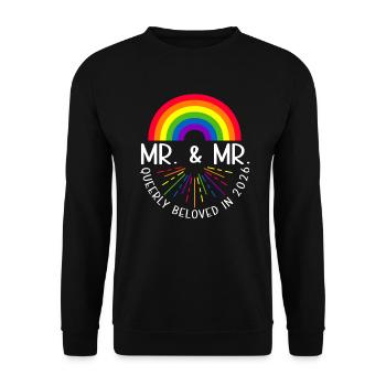 Mr. & Mr. 2026 Gay Pride Hochzeit Homo-Ehe - Unisex Pullover - Schwarz - Vorne - Alina (178cm) & Michal (187cm)