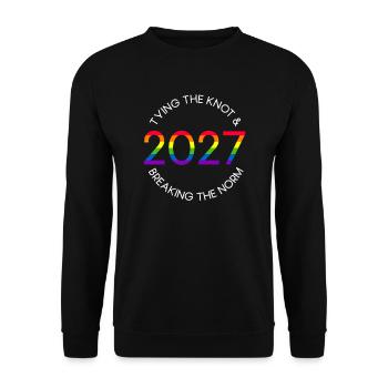 Gay Pride 2027 Hochzeit Homo-Ehe - Unisex Pullover - Schwarz - Vorne - Alina (178cm) & Michal (187cm)