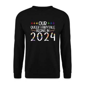 Queer Fairytale 2024 Hochzeit Homo-Ehe - Unisex Pullover - Schwarz - Vorne - Alina (178cm) & Michal (187cm)
