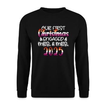 First Christmas Engaged Wife & Wife 2025 Gay - Unisex Sweatshirt - black - Front - Alina (178cm) & Michal (187cm)
