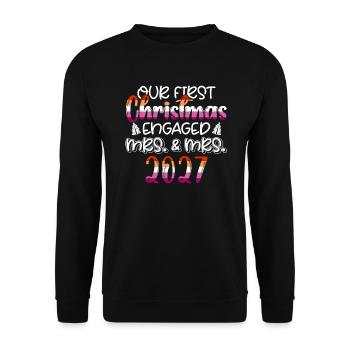 First Christmas Engaged Wife & Wife 2027 Gay - Unisex Sweatshirt - black - Front - Alina (178cm) & Michal (187cm)
