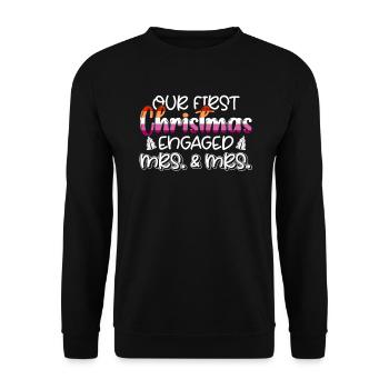 First Christmas Fiancée Wife & Wife Gay Marriage - Unisex Sweatshirt - black - Front - Alina (178cm) & Michal (187cm)