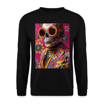 The Skull with Sunglasses - Skull, Totenkopf - Unisex Pullover - Schwarz - Vorne - Alina (178cm) & Michal (187cm)
