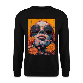 The Skull with Sunglasses - Skull, Totenkopf - Unisex Pullover - Schwarz - Vorne - Alina (178cm) & Michal (187cm)