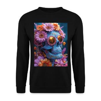 The Skull with Sunglasses - Skull, Totenkopf - Unisex Pullover - Schwarz - Vorne - Alina (178cm) & Michal (187cm)