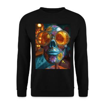 The Skull with Sunglasses - Skull, Totenkopf - Unisex Pullover - Schwarz - Vorne - Alina (178cm) & Michal (187cm)