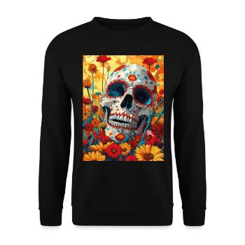 The Skull with Sunglasses - Skull, Totenkopf - Unisex Pullover - Schwarz - Vorne - Alina (178cm) & Michal (187cm)
