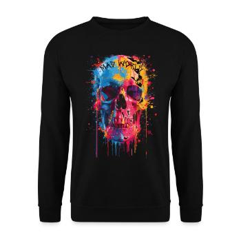 Dark Skull -Totenkopf, Horrormotiv - Unisex Pullover - Schwarz - Vorne - Alina (178cm) & Michal (187cm)