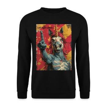 Anti Super Unicorn - Skelett Einhorn - Unisex Pullover - Schwarz - Vorne - Alina (178cm) & Michal (187cm)