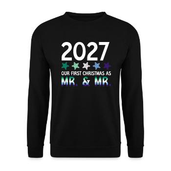 2027 Our first Christmas as Mr. & Mr. Homo-E - Unisex Sweatshirt - black - Front - Alina (178cm) & Michal (187cm)