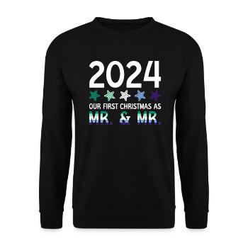 2024 Our first Christmas as Mr. & Mr. Homo-E - Unisex Sweatshirt - black - Front - Alina (178cm) & Michal (187cm)
