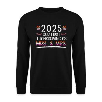 2025 Premier Thanksgiving en tant que femme et gay - Sweat-shirt Unisexe - noir - Devant - Alina (178cm) & Michal (187cm)