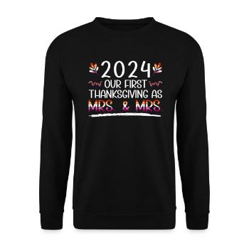 2024 Premier Thanksgiving en tant qu’épouse gay et - Sweat-shirt Unisexe - noir - Devant - Alina (178cm) & Michal (187cm)