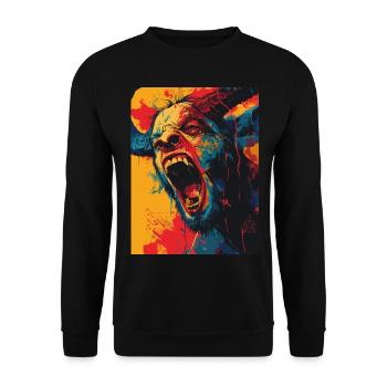 The Devil mit Pentagramm - Unisex Pullover - Schwarz - Vorne - Alina (178cm) & Michal (187cm)