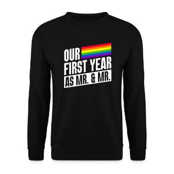 First Year as Mr. & Mr. Gay Pride Gay Marriage - Unisex Sweatshirt - black - Front - Alina (178cm) & Michal (187cm)
