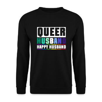 Queer Husband Happy Husband - Mariage gay - Sweat-shirt Unisexe - noir - Devant - Alina (178cm) & Michal (187cm)