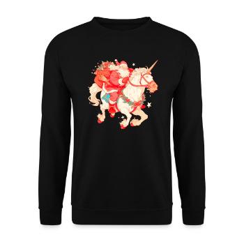 Einhorn Weihnachten Japanisches Einhorn - Unisex Pullover - Schwarz - Vorne - Alina (178cm) & Michal (187cm)