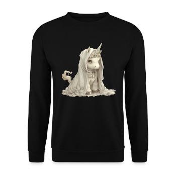 Einhorn Halloween Japanisches Einhorn - Unisex Pullover - Schwarz - Vorne - Alina (178cm) & Michal (187cm)