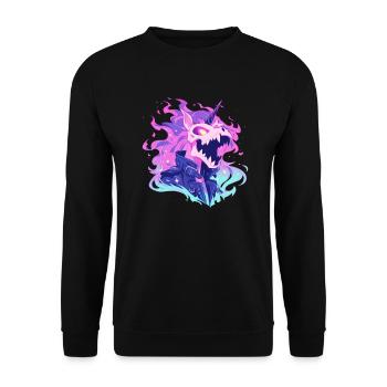 Einhorn Halloween Japanisches Einhorn - Unisex Pullover - Schwarz - Vorne - Alina (178cm) & Michal (187cm)