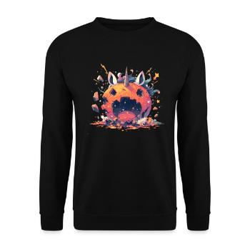 Einhorn Thanksgiving Japanisches Einhorn - Unisex Pullover - Schwarz - Vorne - Alina (178cm) & Michal (187cm)