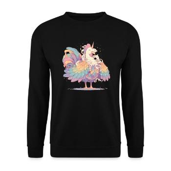 Einhorn Thanksgiving Japanisches Einhorn - Unisex Pullover - Schwarz - Vorne - Alina (178cm) & Michal (187cm)
