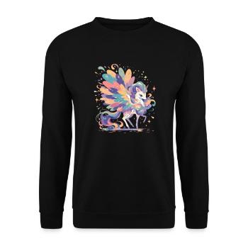 Einhorn Thanksgiving Japanisches Einhorn - Unisex Pullover - Schwarz - Vorne - Alina (178cm) & Michal (187cm)