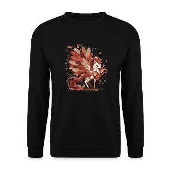 Einhorn Thanksgiving Japanisches Einhorn - Unisex Pullover - Schwarz - Vorne - Alina (178cm) & Michal (187cm)