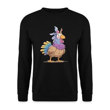 Einhorn Thanksgiving Japanisches Einhorn - Unisex Pullover - Schwarz - Vorne - Alina (178cm) & Michal (187cm)