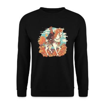 Einhorn Thanksgiving Japanisches Einhorn - Unisex Pullover - Schwarz - Vorne - Alina (178cm) & Michal (187cm)