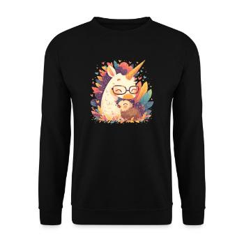 Einhorn Thanksgiving Japanisches Einhorn - Unisex Pullover - Schwarz - Vorne - Alina (178cm) & Michal (187cm)