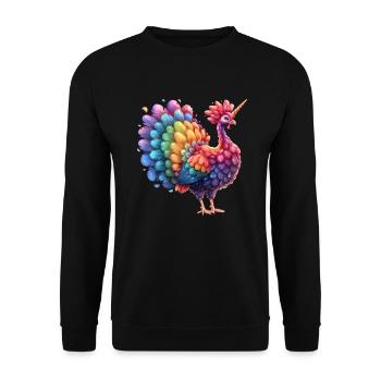 Einhorn Thanksgiving Japanisches Einhorn - Unisex Pullover - Schwarz - Vorne - Alina (178cm) & Michal (187cm)