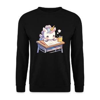 Licorne Kawaii Japonais - Sweat-shirt Unisexe - noir - Devant - Alina (178cm) & Michal (187cm)