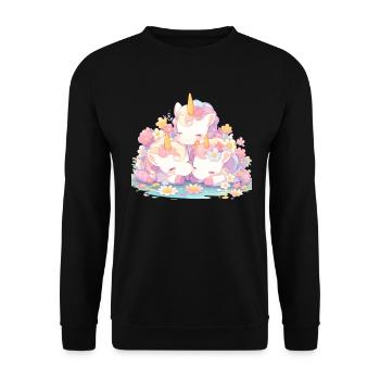 Licorne Kawaii Japonais - Sweat-shirt Unisexe - noir - Devant - Alina (178cm) & Michal (187cm)