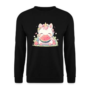 Licorne Kawaii Japonais - Sweat-shirt Unisexe - noir - Devant - Alina (178cm) & Michal (187cm)