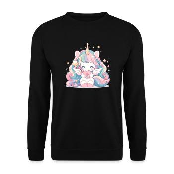 Licorne Kawaii Japonais - Sweat-shirt Unisexe - noir - Devant - Alina (178cm) & Michal (187cm)